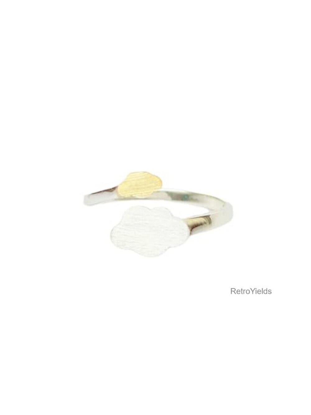 S925 Sterling Silver Enamel Ring 18K Gold Plated Adjustable Open Band Minimalist